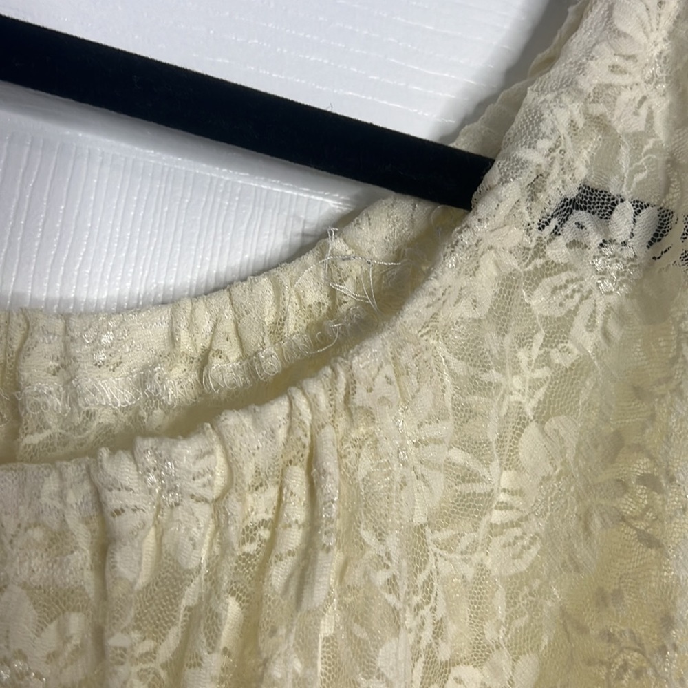 Cream Lace Peasant Blouse Sheer Boho Romantic Cottagecore Top M Arden B - Picture 5 of 6